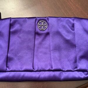 Tory Burch Kendrick Jupiter Purple Silk Cotton Clutch